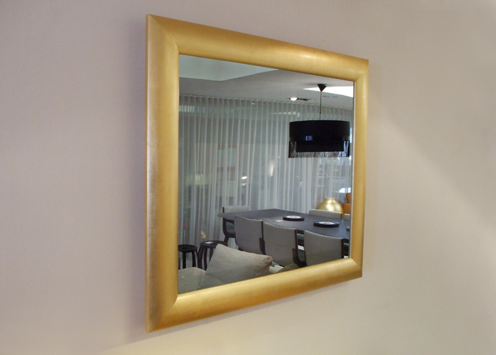 NEOD Mirror TV with Modern Gold Frame