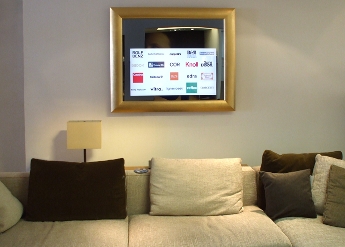 NEOD Mirror TV with Modern Gold Frame
